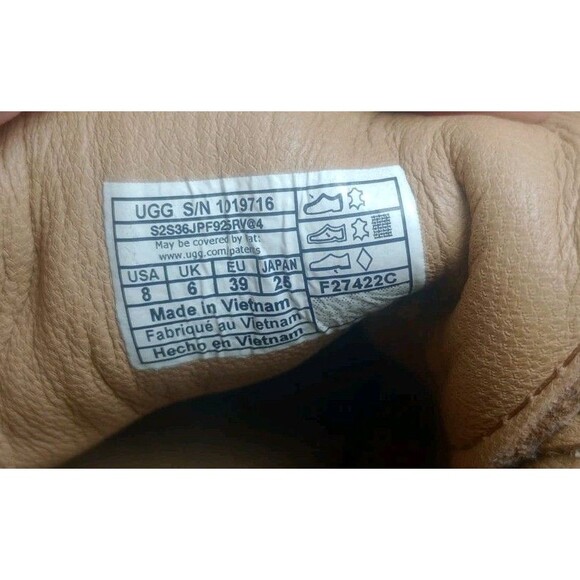 UGG Chestnut Leather High Top Lace Up Zipper Boots 1019716 Womens Sz 8 - Picture 11 of 12